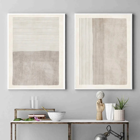 Canvas wall art: 2 Piece Set - Beige Abstract