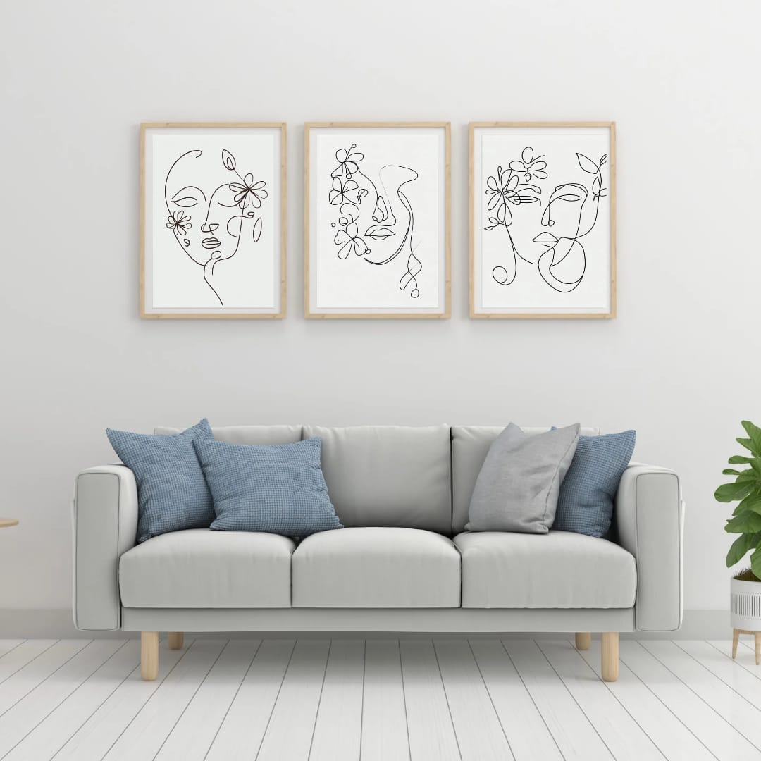 Canvas Wall art: black and white Line art