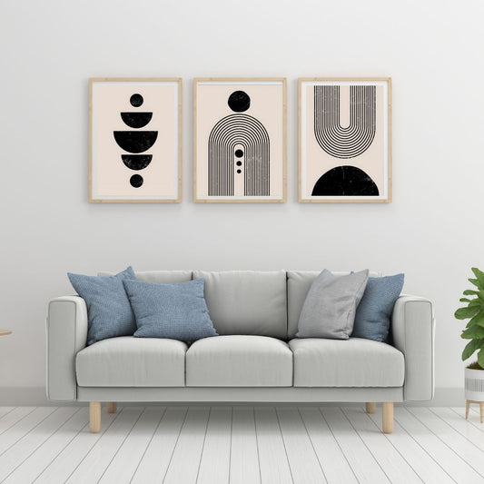 Canvas wall art: cream and black boho